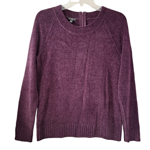 Talbots Sweaters - NWT Talbots Petite Medium Burgundy‎ Crew-neck Long Sleeve  Back-Zip Sweater